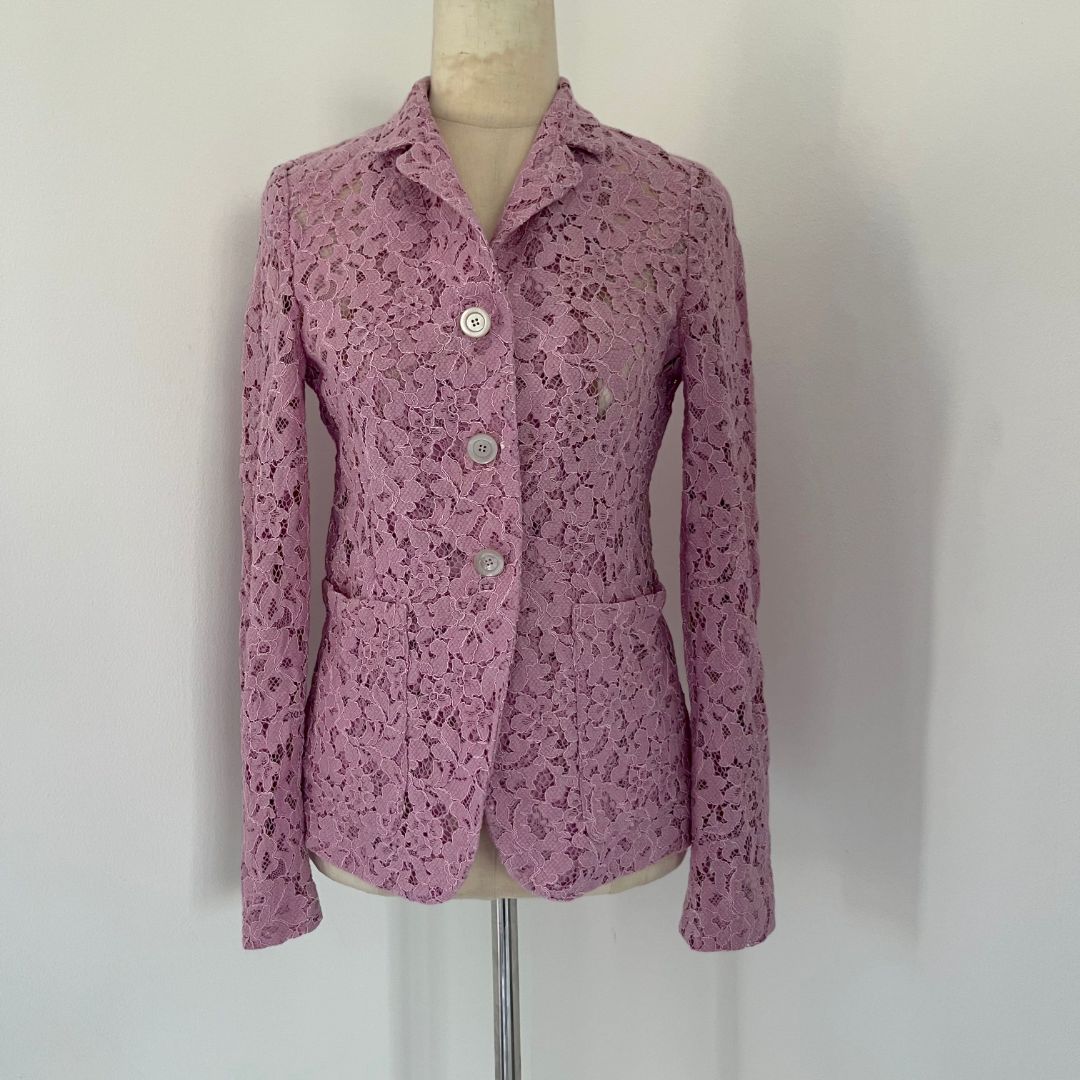 Gucci lace rose-pink button up jacket