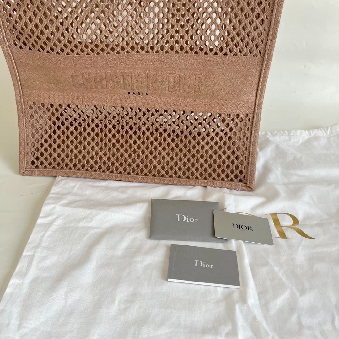 Dior Clay Embroidered Book Large Tote Bag