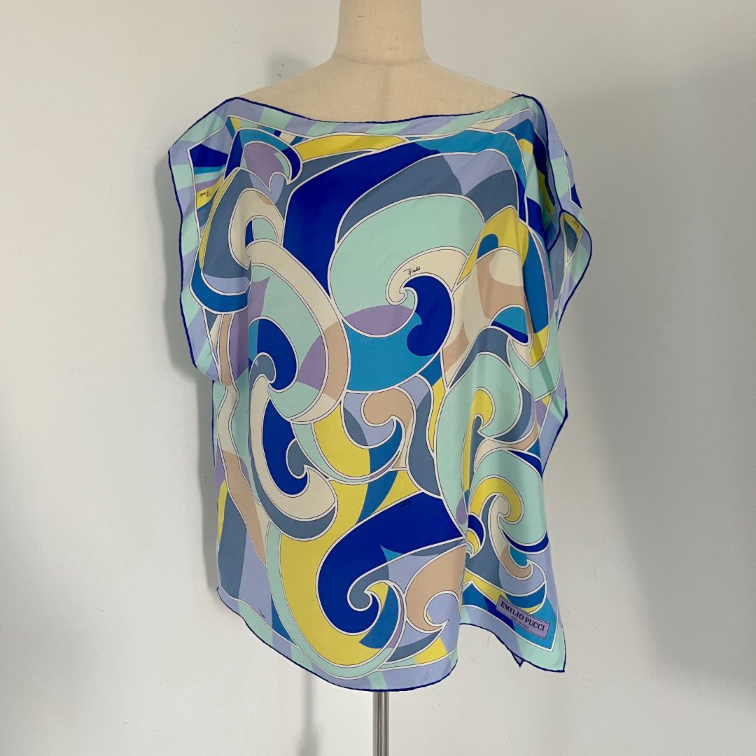 Emilio Pucci Blue Printed Silk Top