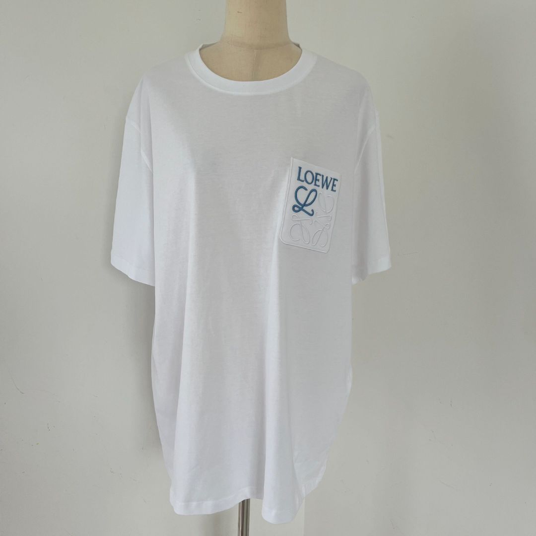 Loewe White Emboidered Logo T Shirt, XL