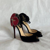 Christian Louboutin black velvet Pensamoi sandals