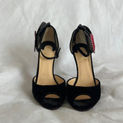 Christian Louboutin black velvet Pensamoi sandals