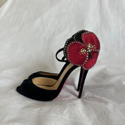 Christian Louboutin black velvet Pensamoi sandals
