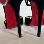 Christian Louboutin black velvet Pensamoi sandals
