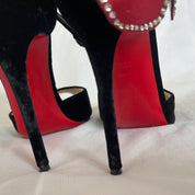 Christian Louboutin black velvet Pensamoi sandals