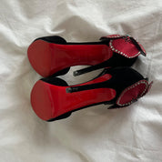 Christian Louboutin black velvet Pensamoi sandals