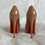 Christian Louboutin nude patent leather platform peep toe pump
