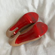 Christian Louboutin nude patent leather platform peep toe pump
