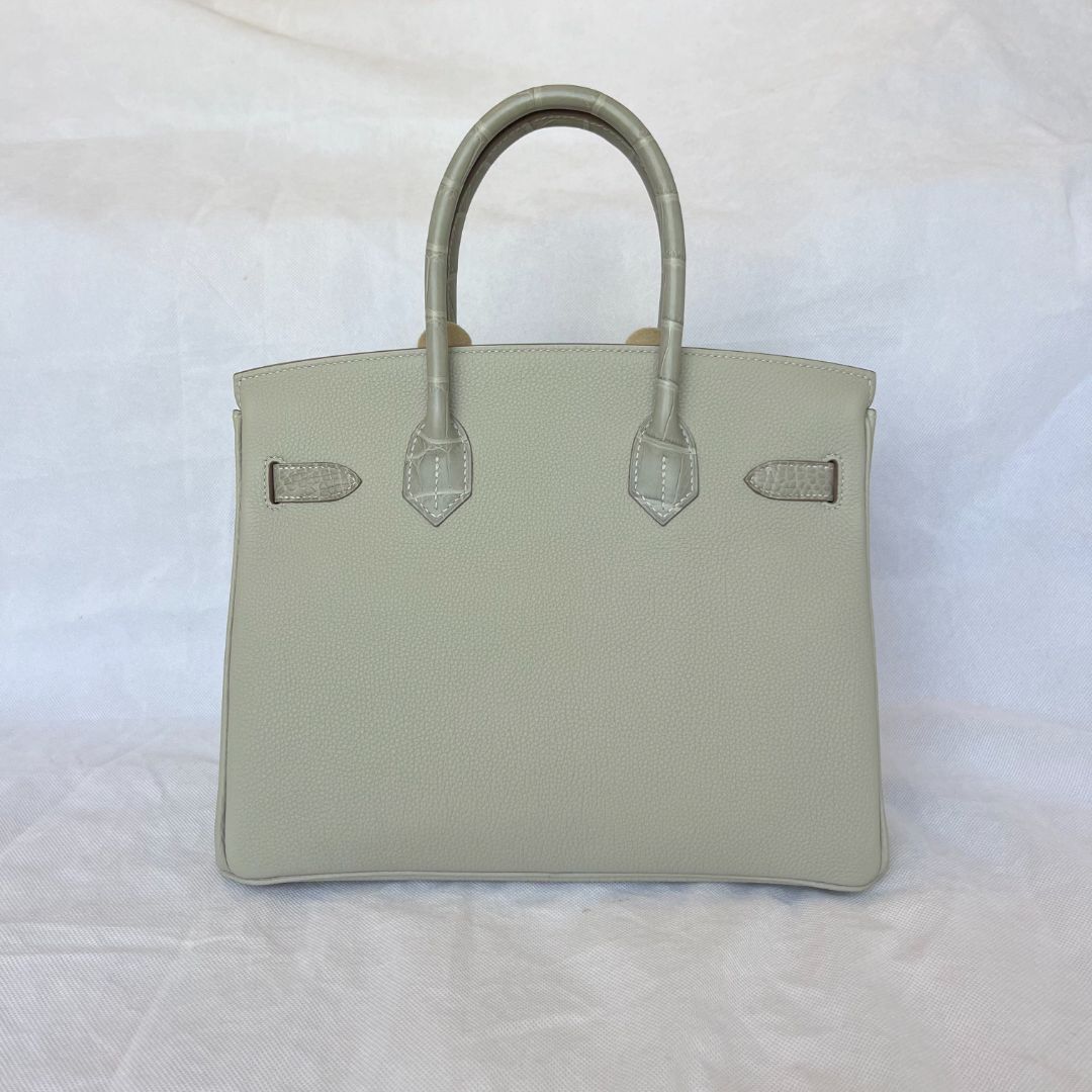 Hermès Gris Perle GHW Birkin 30 Touch Togo /Alli Missi Mat Bag, 30