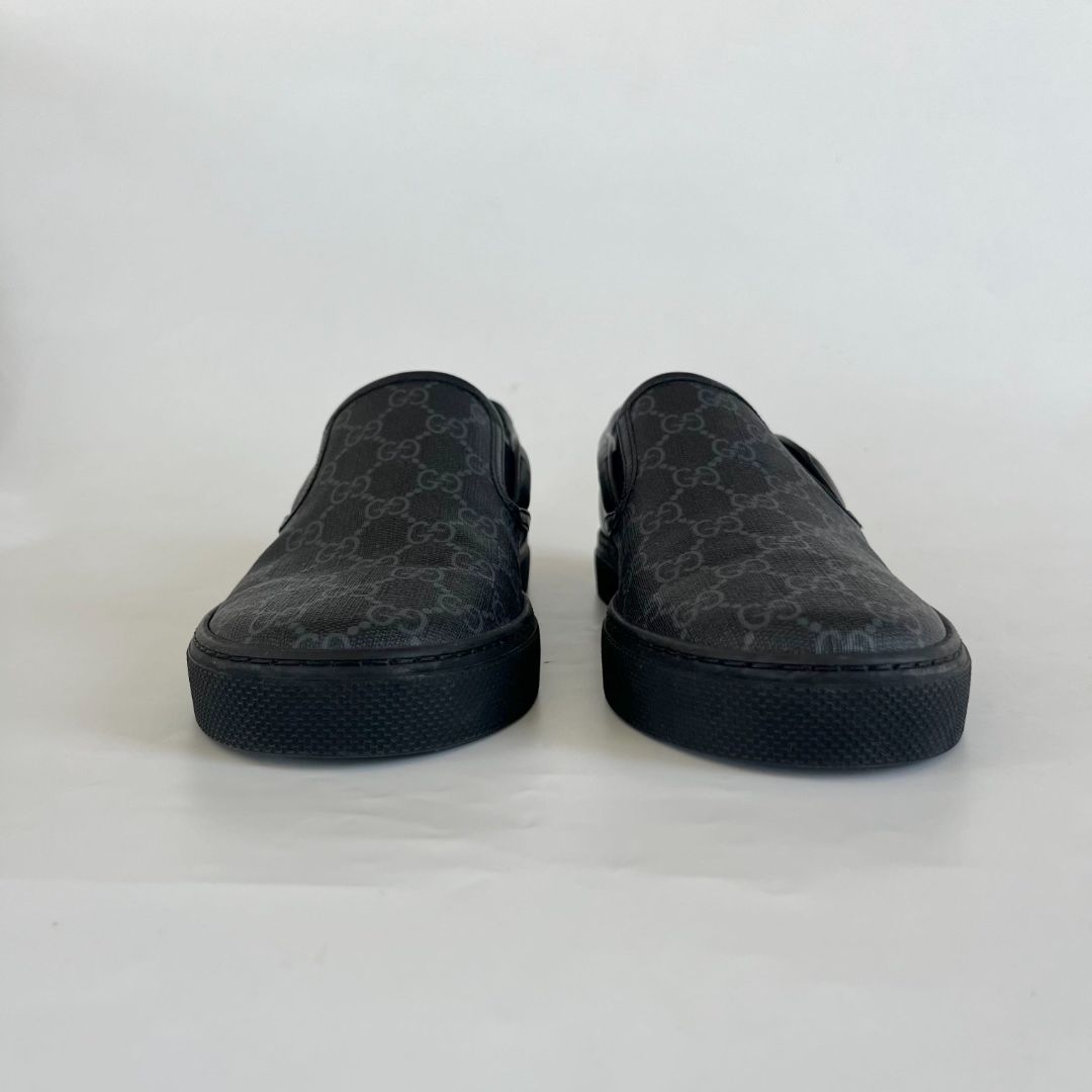 Gucci GG Supreme Slip-On Black/grey canvas sneakers, UK8