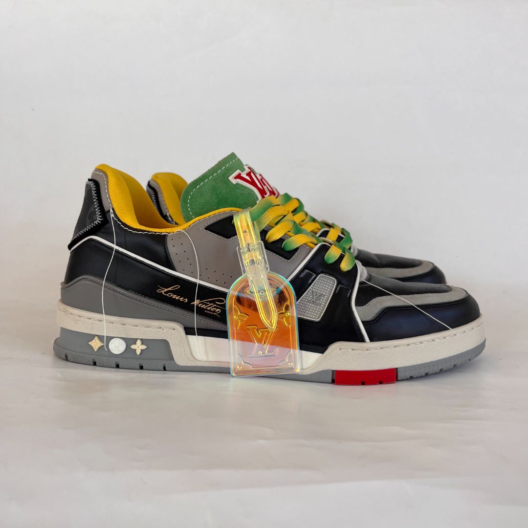Louis Vuitton Black Grey Upcycled Trainer Sneakers, UK 10