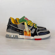 Louis Vuitton Black Grey Upcycled Trainer Sneakers, UK 10