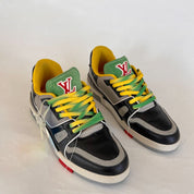 Louis Vuitton Black Grey Upcycled Trainer Sneakers, UK 10
