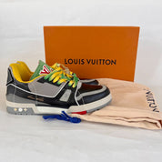 Louis Vuitton Black Grey Upcycled Trainer Sneakers, UK 10