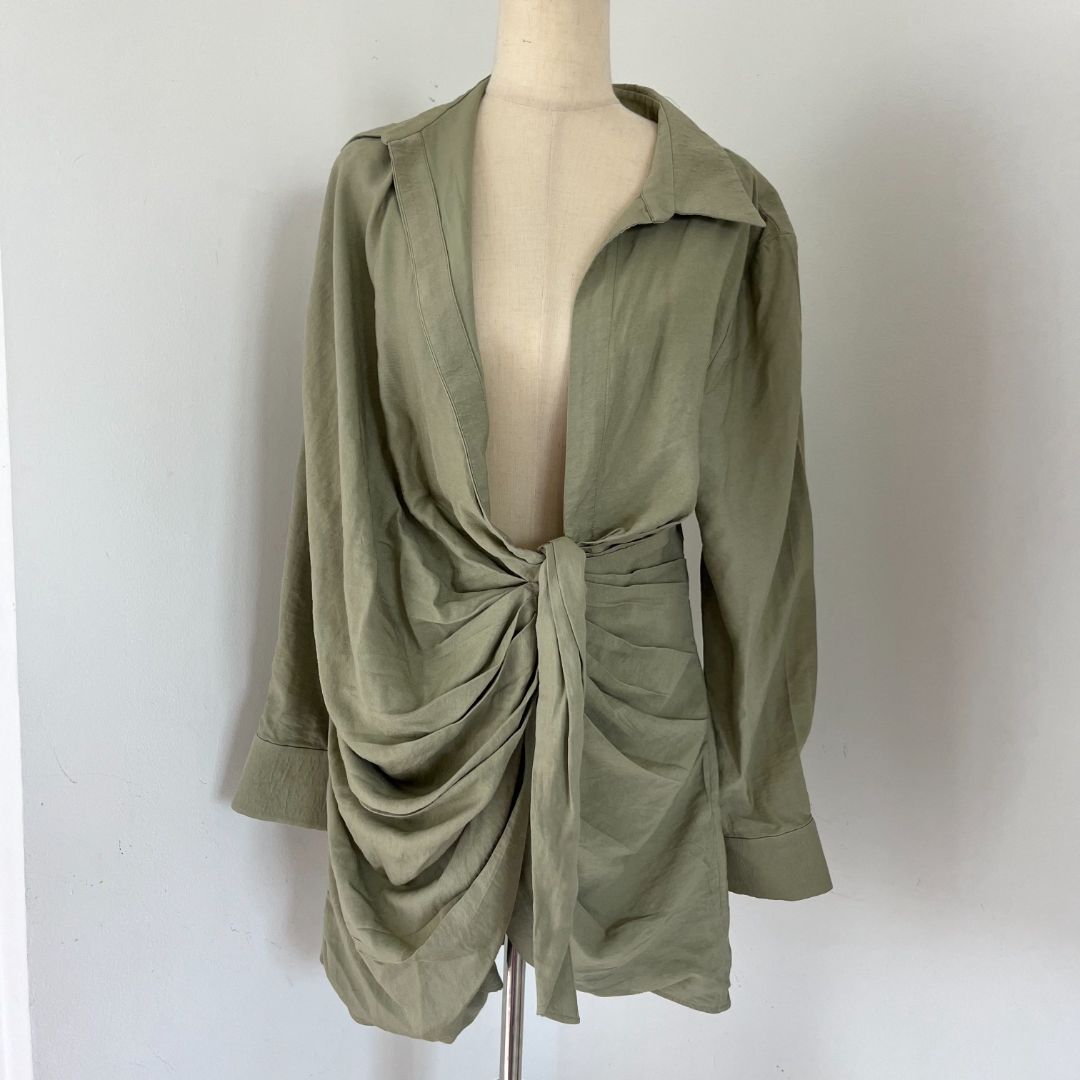 green jacquemus dress Jacquemus, La Robe Bahia tie-detail minidress, Women, Green, XS, Dresses, Materialmix