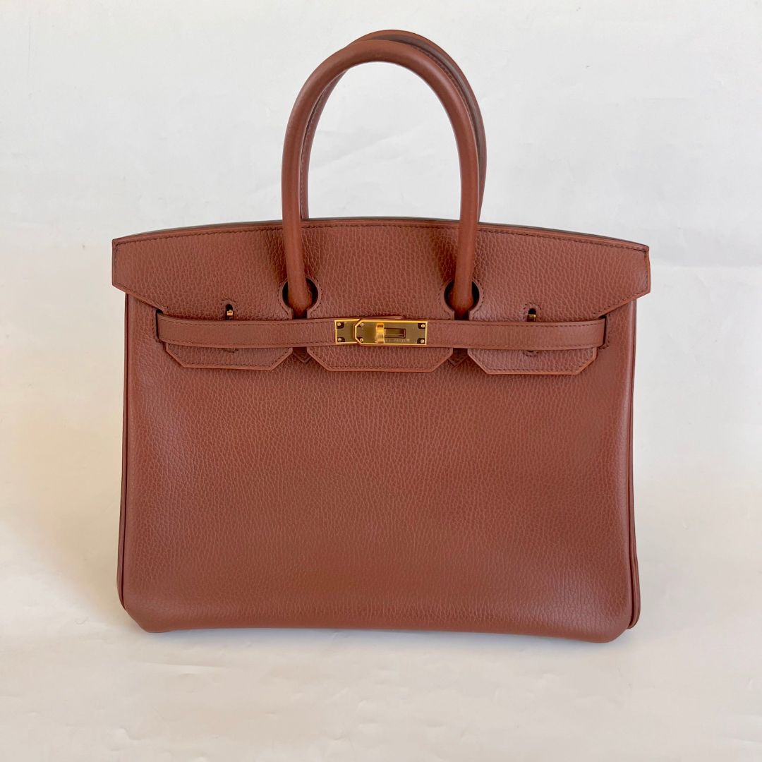 Hermès 35 Ardennes leather brown leather gold hardware vintage