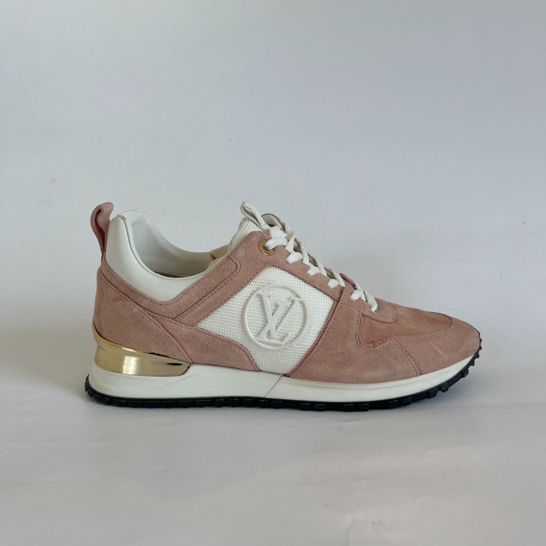 Louis Vuitton Pink/White Mesh And Suede Run Away Low Top Sneakers