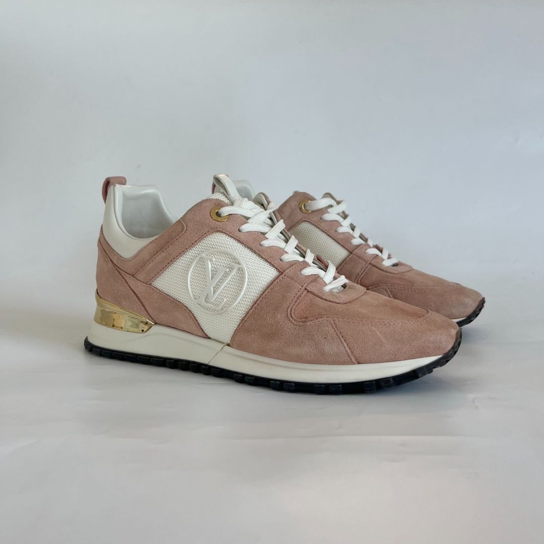 Louis Vuitton Pink/White Suede, Mesh and Leather Run Away Low-Top Sneakers  Size 38