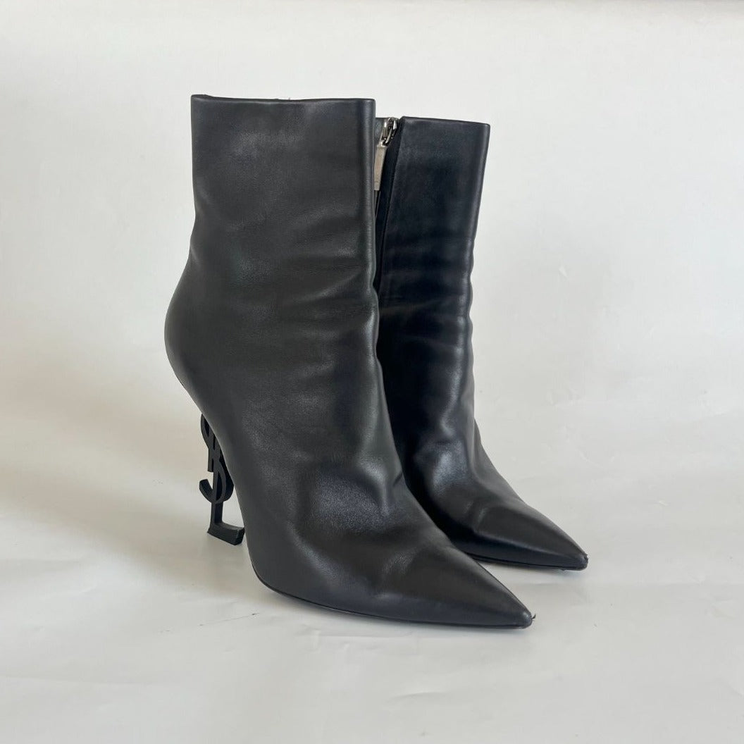 Saint Laurent black leather opyum boots, 41