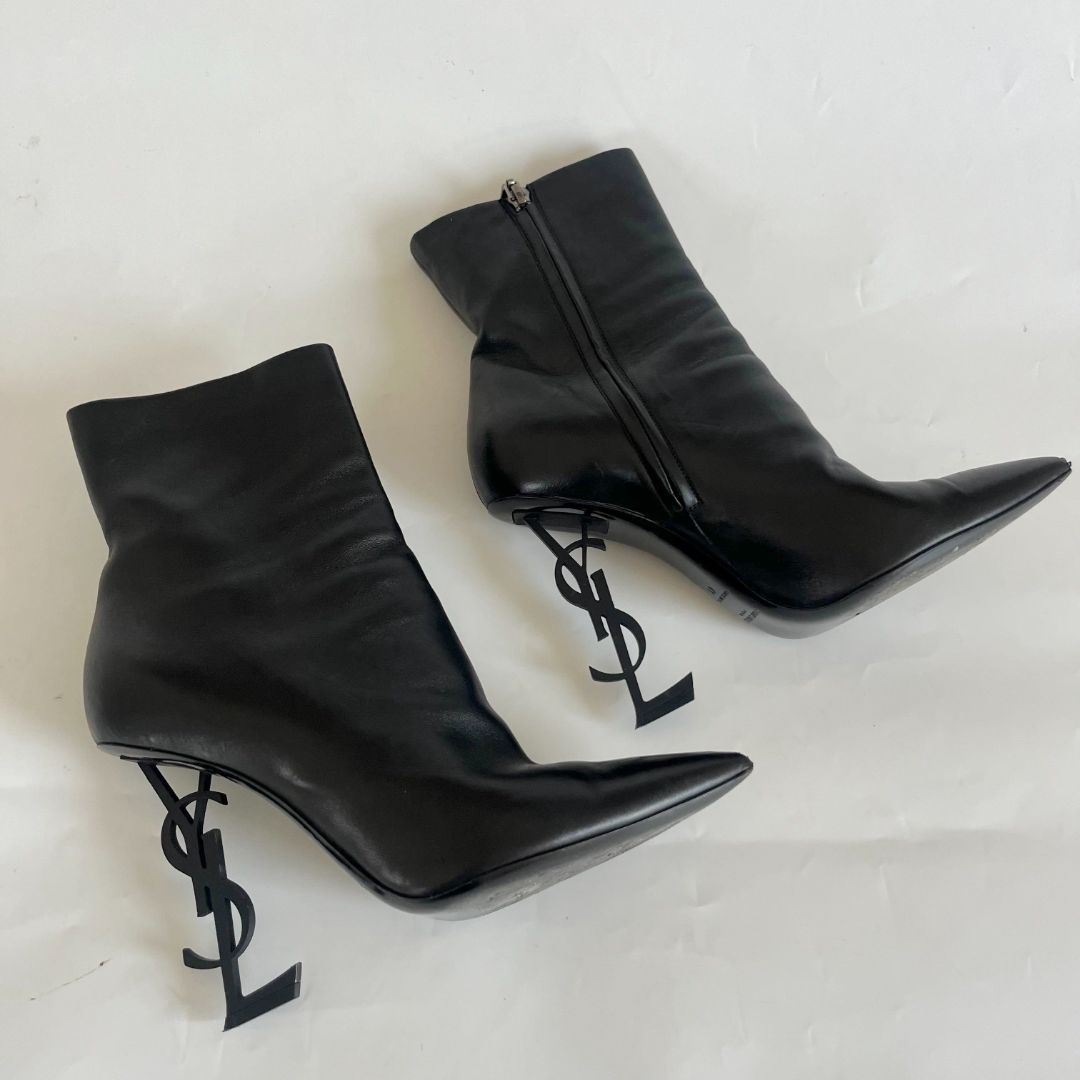Saint Laurent black leather opyum boots, 41