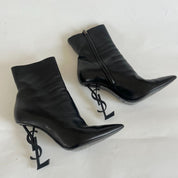 Saint Laurent black leather opyum boots, 41