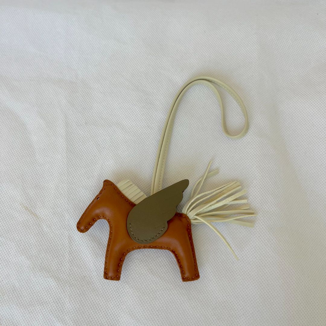 Hermes Brown Tri Color Rodeo Pegase Charm