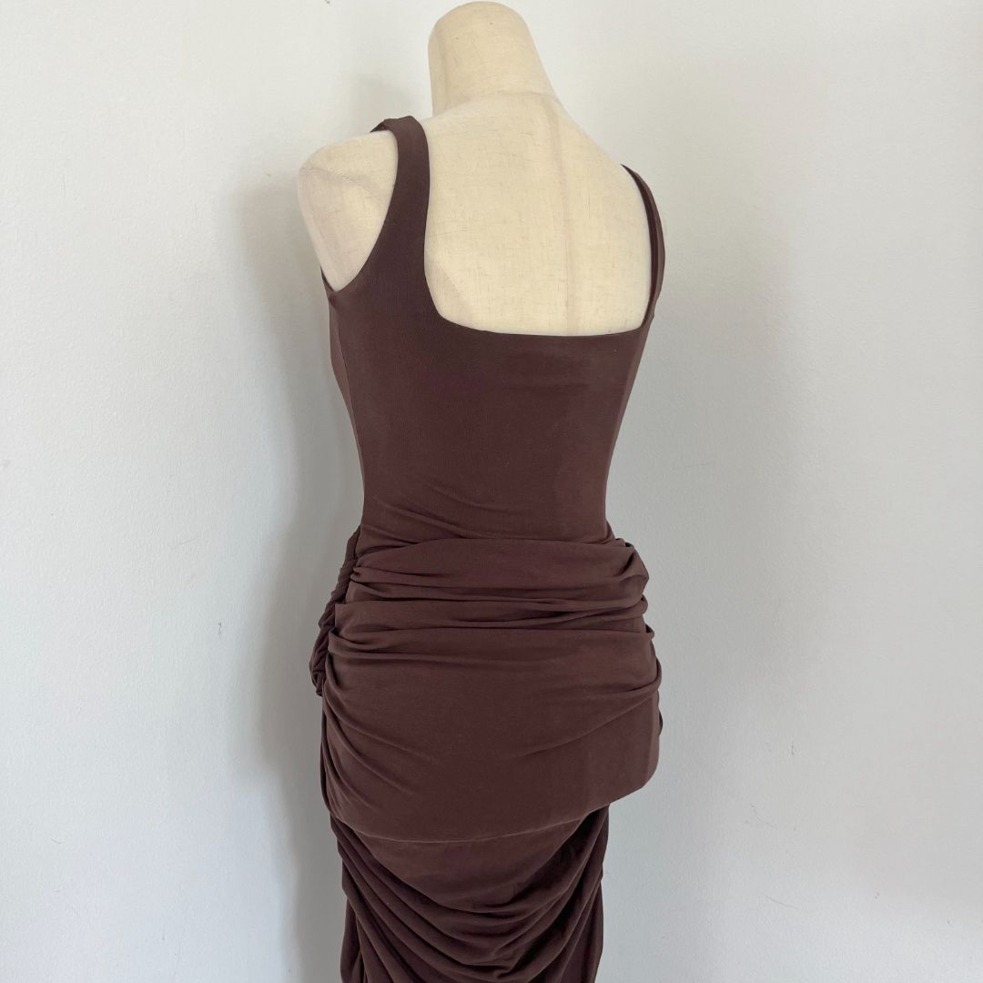 Paris Georgia Mariah Bodysuit Midi Dress in brown jersey - BOPF | Business of Preloved Fashion Paris Georgia Mariah Bodysuit Midi Dress in brown jersey - BOPF | Business of Preloved Fashion