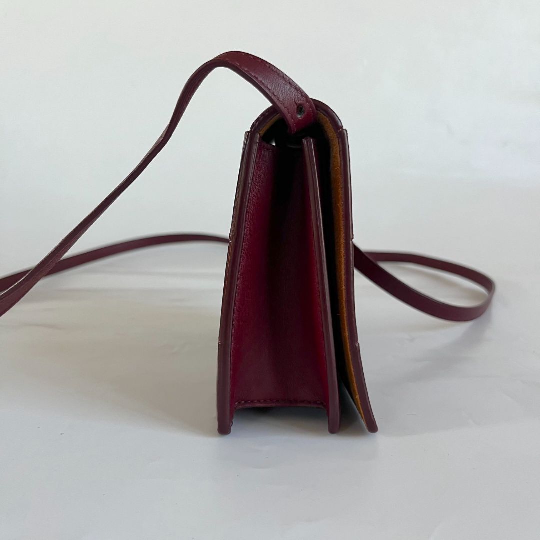 Bottega Veneta Burgundy Leather Mini Cassette Crossbody Bag