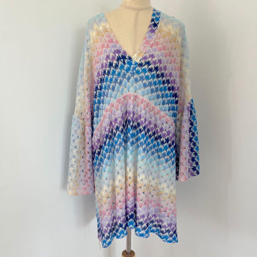 Missoni Multicolor Short Lace-effect Cover Up Kaftan w/ Lurex