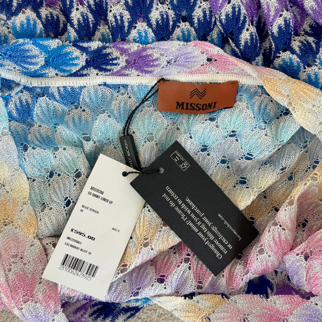 Missoni Multicolor Short Lace-effect Cover Up Kaftan w/ Lurex
