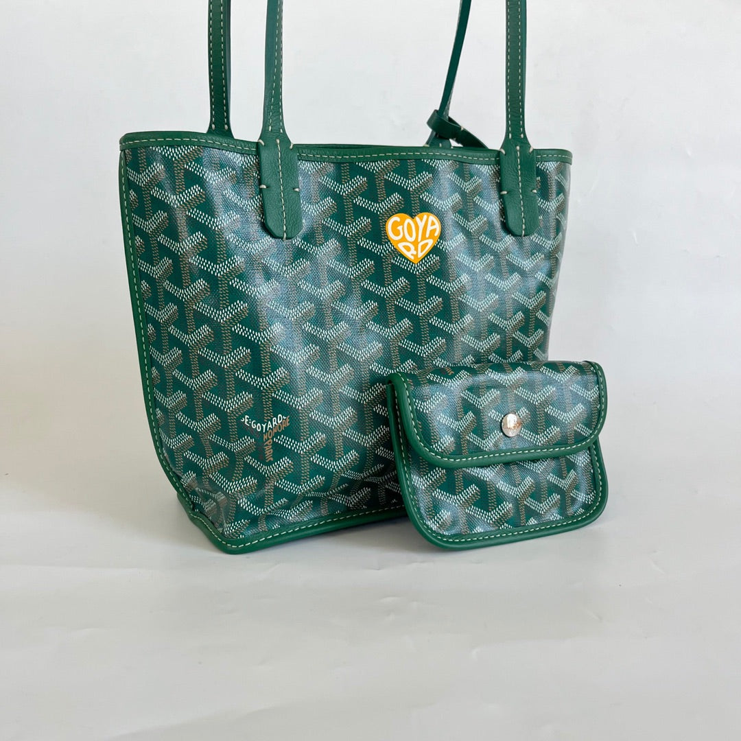 Goyard Goyardine Green Anjou Mini Reversible Tote Bag Palladium Hardware –  Madison Avenue Couture