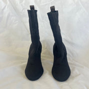 Louis Vuitton Black Monogram Knit Fabric Silhouette Ankle Boots