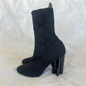Louis Vuitton Black Monogram Knit Fabric Silhouette Ankle Boots