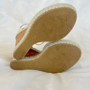 Jimmy Choo White Dakota Leather Espadrille Wedge Sandal