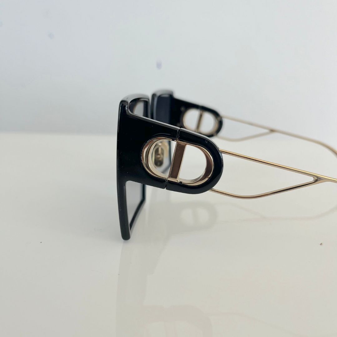 Christian Dior Black 30 Montaigne Oversized Square Sunglasses