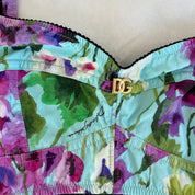 Dolce & Gabbana Floral Print Poplin Bustier Top