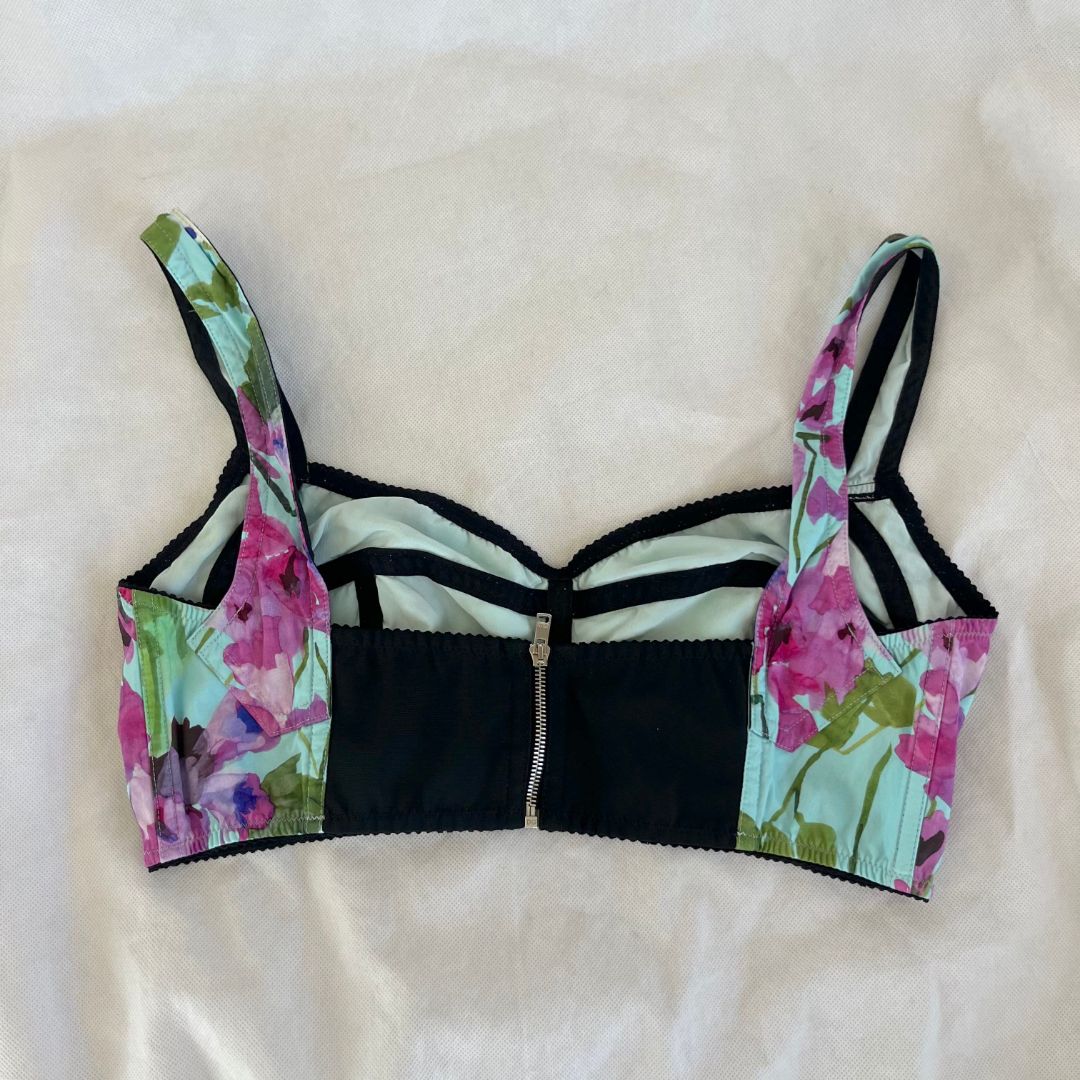 Dolce & Gabbana Floral Print Poplin Bustier Top