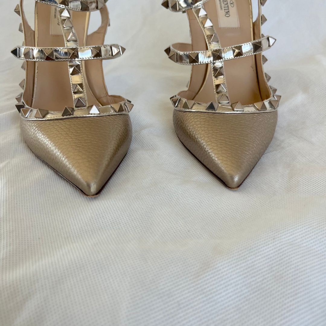 Valentino Bronze Rockstud Leather Pumps