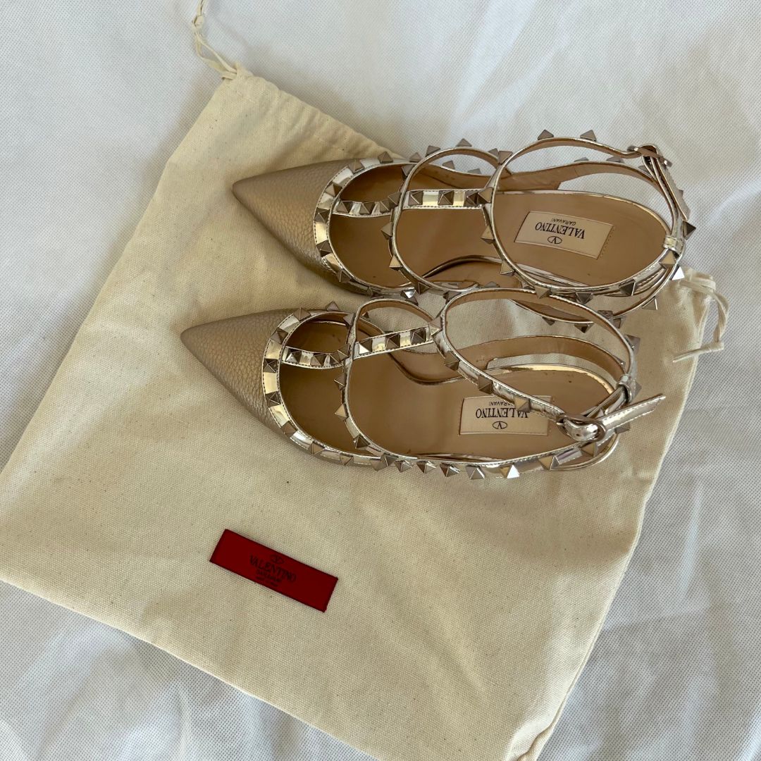Valentino Bronze Rockstud Leather Pumps