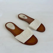 Louis Vuitton brown and white Lockit flat mules, 39