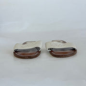 Louis Vuitton brown and white Lockit flat mules, 39