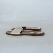Louis Vuitton brown and white Lockit flat mules, 39