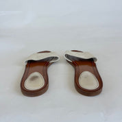 Louis Vuitton brown and white Lockit flat mules, 39