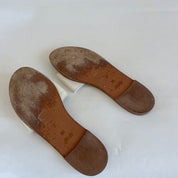 Louis Vuitton brown and white Lockit flat mules, 39