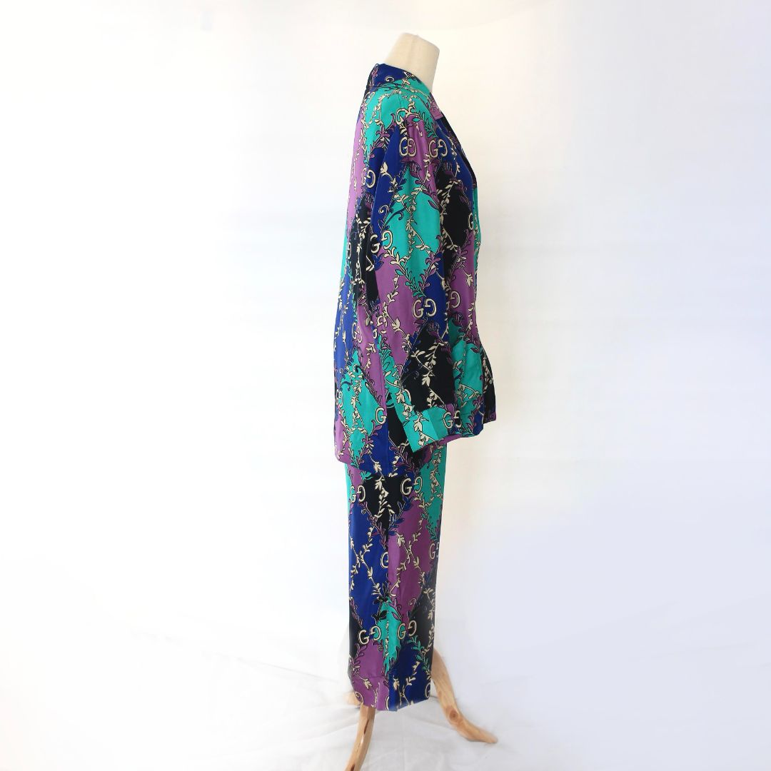 Gucci GG Rhombus Ramage silk GG logo cropped trousers (trousers only)