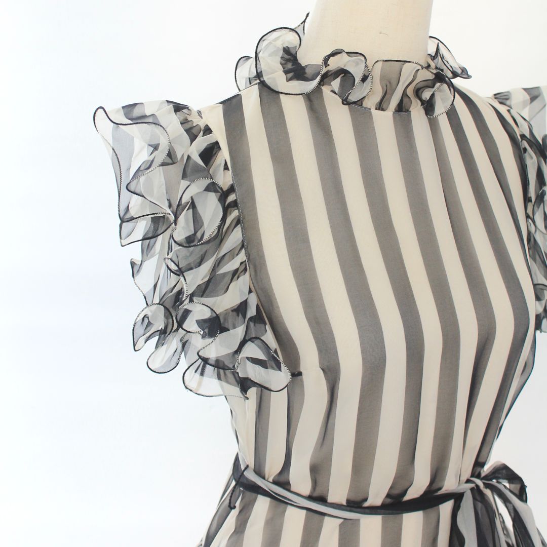 Valentino Ruffled striped silk-georgette maxi dress