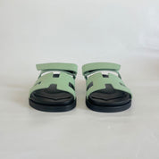 Hermès Chypre Vert Jade Epsom Leather Sandals, 39