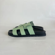 Hermès Chypre Vert Jade Epsom Leather Sandals, 39