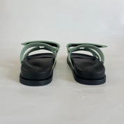 Hermès Chypre Vert Jade Epsom Leather Sandals, 39