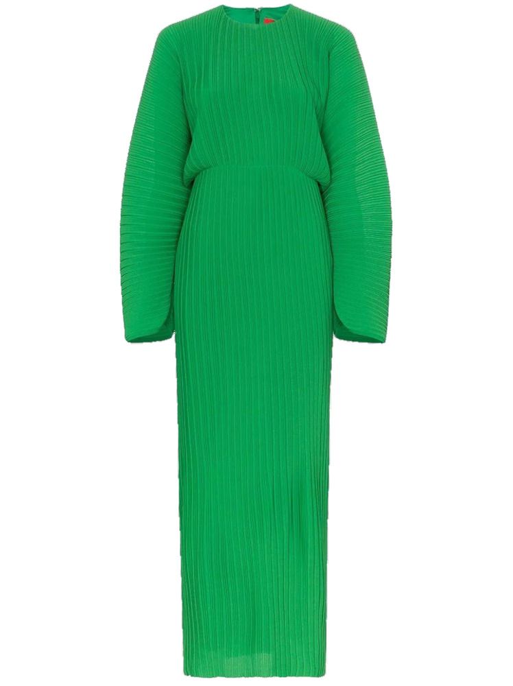 solace green dress Solace London Mirabelle Micro Pleated Long Sleeve Maxi Dress UK 12 - BOPF